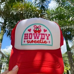 Red and White 'Howdy Sweetie' Trucker Hat